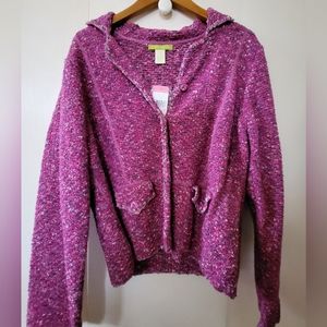 NWT Sigrid Olsen Plum Purple Cardigan Sweater Sz XL